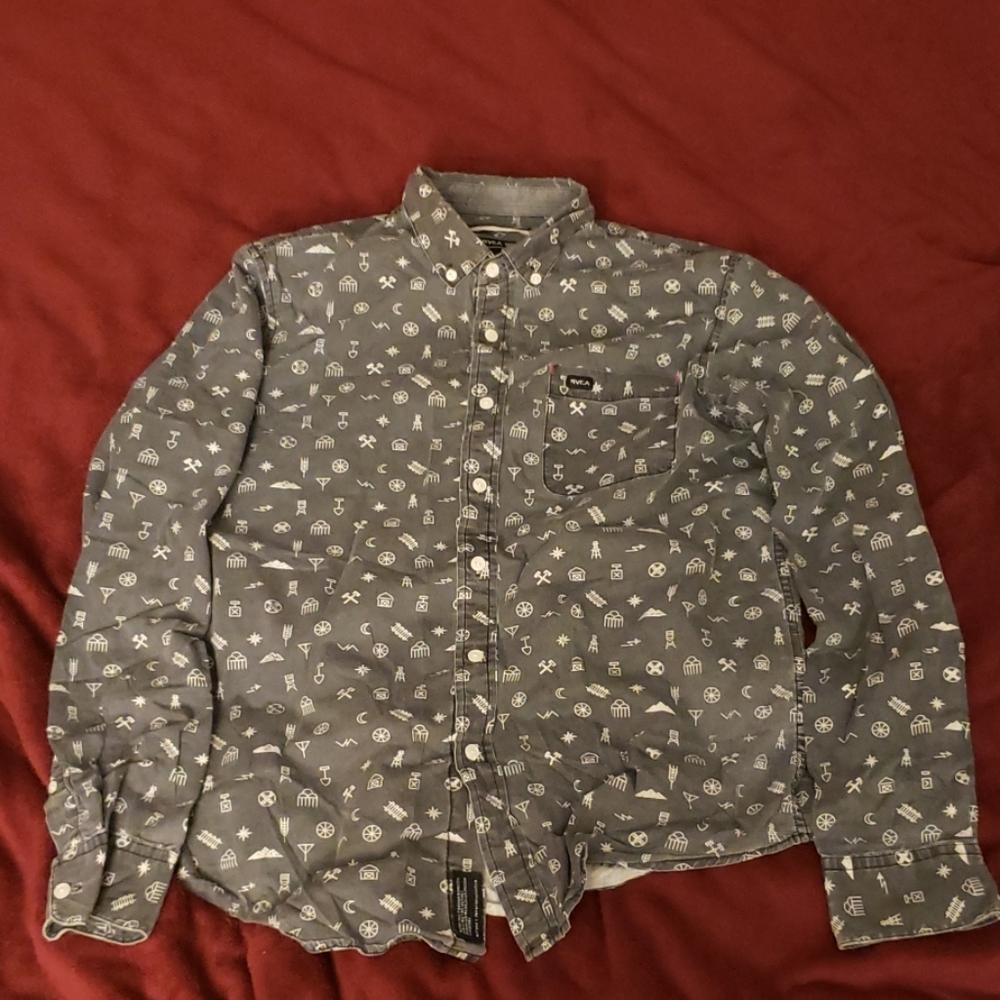 RVCA Slim Fit Collared Shirt All Over Print